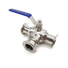 Stainless Steel Sanitary Butt Weld Thread Three Way Clamp End Ball Valve